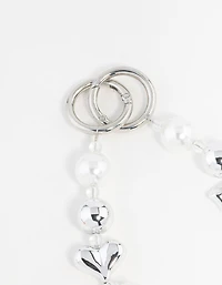 Plastic Bow & Pearl Heart Keychain