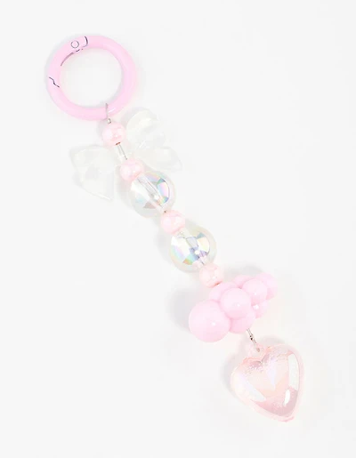 Pink Plastic Cloud Bow Keychain