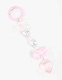 Pink Plastic Cloud Bow Keychain