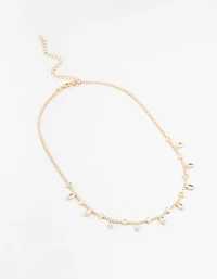 Gold Marquise Cubic Zirconia Station Necklace