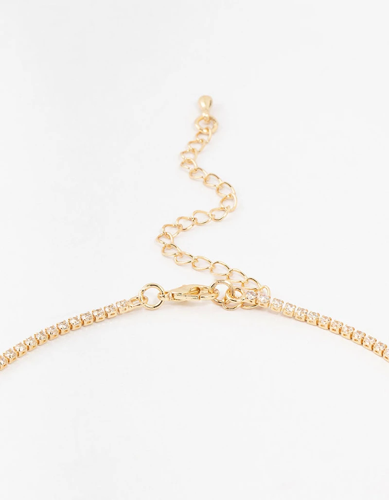 Gold Marquise Cubic Zirconia Station Necklace