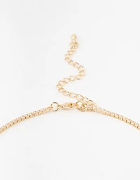 Gold Marquise Cubic Zirconia Station Necklace