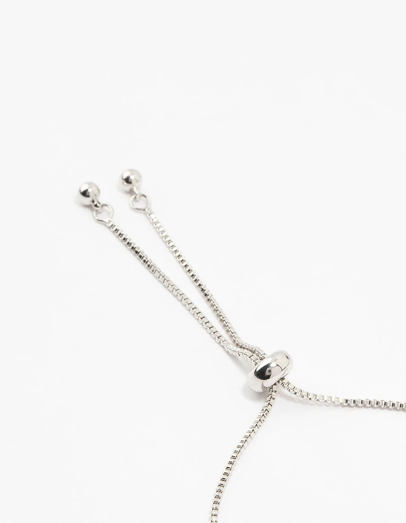 Silver Round Cubic Zirconia Halo Toggle Bracelet