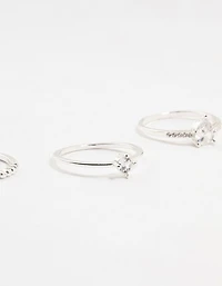 Silver Fine Pear Shaped Cubic Zirconia Rings 5-Pack