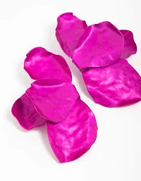 Red Coated Flower Petal  Drop Earrings