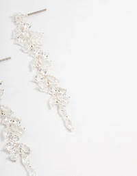 Cubic Zirconia Stone Silver Medium Drop Earrings