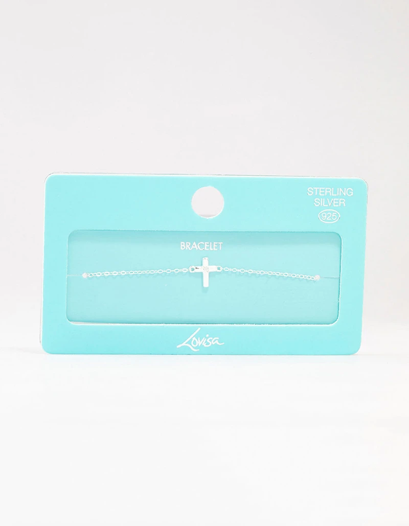 Sterling Silver Clean Cross Bracelet