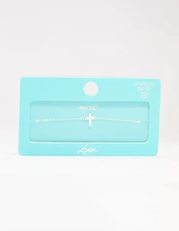 Sterling Silver Clean Cross Bracelet