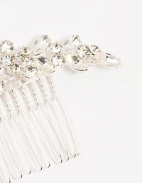 Silver Mixed Cut Cubic Zirconia Hair Comb