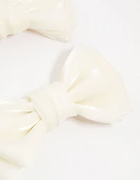Cream Mini Fabric Bow Tie Hair Clips 2-Pack