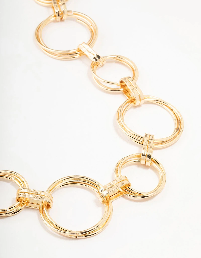 Large Gold Mixed Circle Link Belt