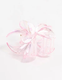 Pink Plastic Frangipani Claw Clip