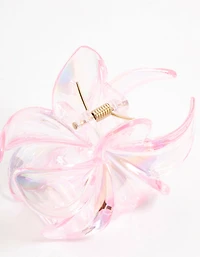 Pink Plastic Frangipani Claw Clip