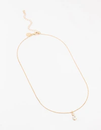Gold Cubic Zirconia Pear Drop Pendant Necklace