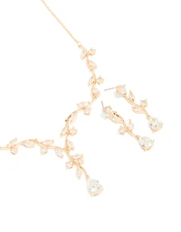 Collier et boucles d’oreilles en cristal doré rampant