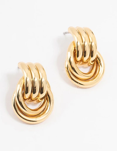 Gold Plated Vintage Knotted Stud Earrings