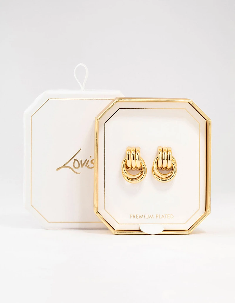Gold Plated Vintage Knotted Stud Earrings