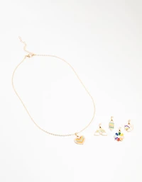 Kids Gold Rainbow Heart Charm Necklace