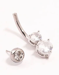 Titanium Cubic Zirconia Threadless Bellybar