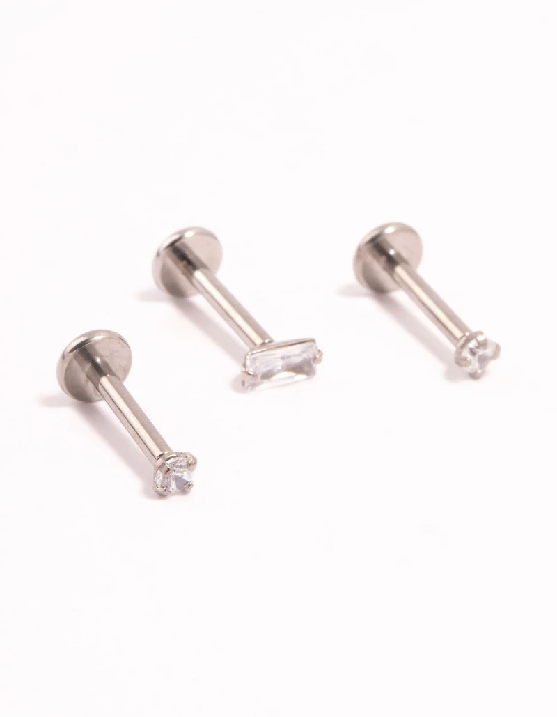 Titanium Baguette Cubic Zirconia Flat Backs 3-Pack
