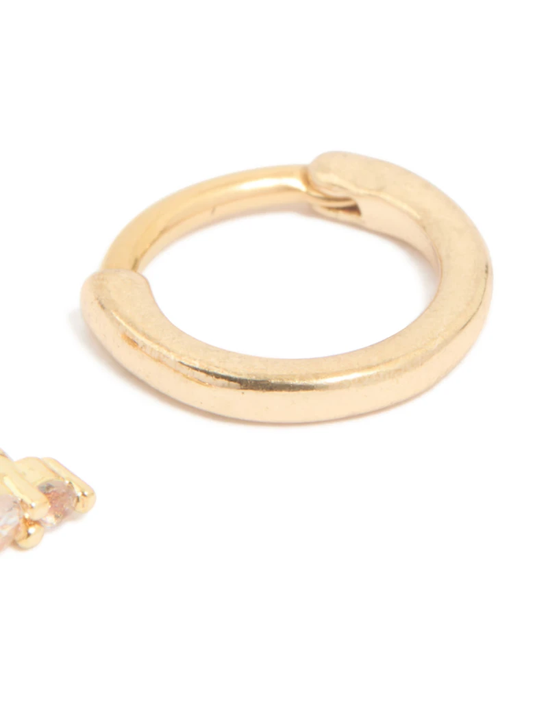 Gold Plated Surgical Steel Cubic Zirconia Flat Back Studs & Hoops 3-Pack