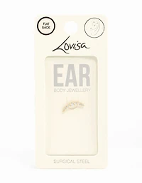 Gold Plated Surgical Steel Cubic Zirconia Crawler Single Flat Back
