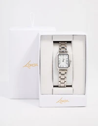 Silver Rectangle Roman Numeral Watch