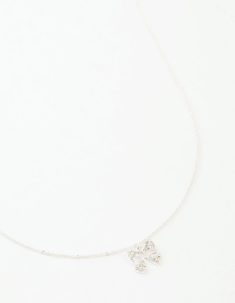 Silver Bling Bow Neckalce