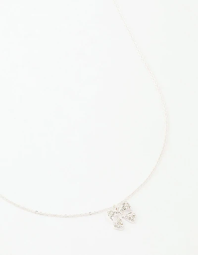 Silver Bling Bow Neckalce