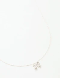 Silver Bling Bow Neckalce
