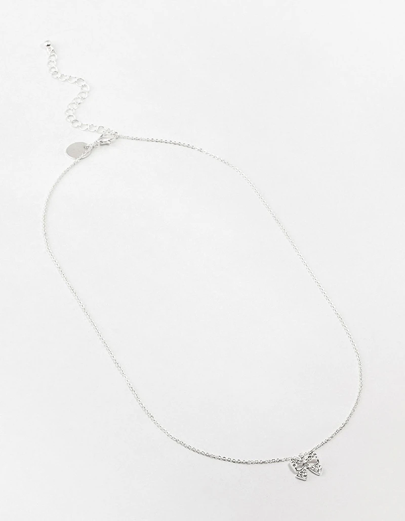 Silver Bling Bow Neckalce