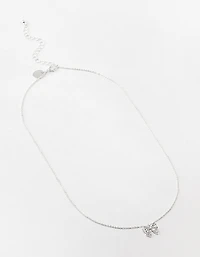 Silver Bling Bow Neckalce