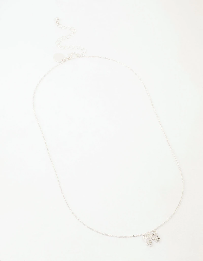 Silver Bling Bow Neckalce