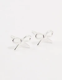 Sterling Silver Cut Out Bow Stud Earrings