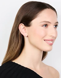 Round Cubic Zirconia Drop Sterling Silver Earrings