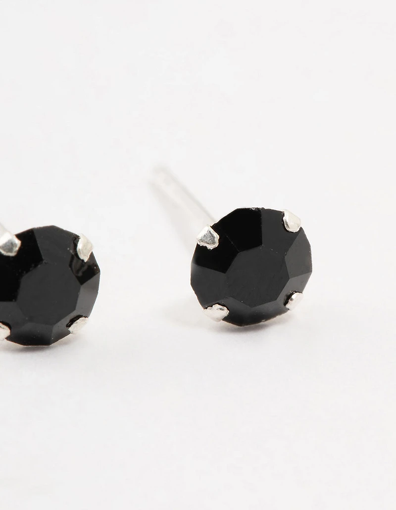 Sterling Silver Black Cubic Zirconia Stud Earrings