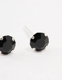 Sterling Silver Black Cubic Zirconia Stud Earrings
