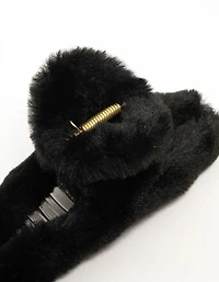 Large Fluffy Black Hair Claw Clip