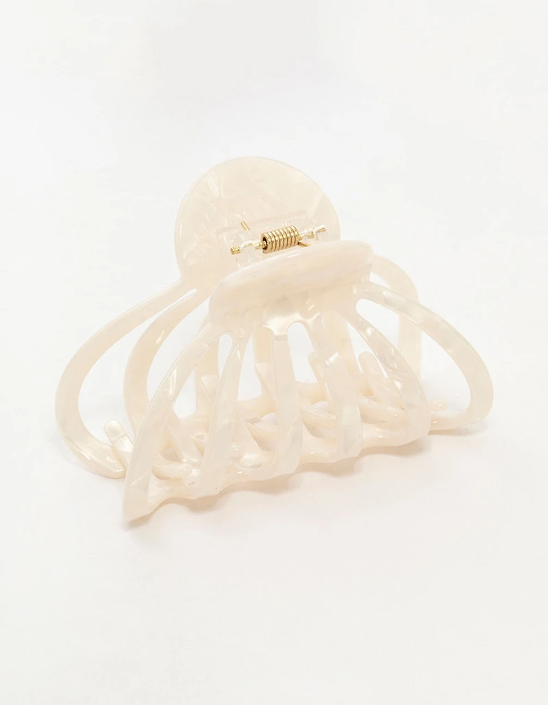 White Marbled Acrylic Wide Claw Clip