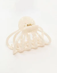 White Marbled Acrylic Wide Claw Clip