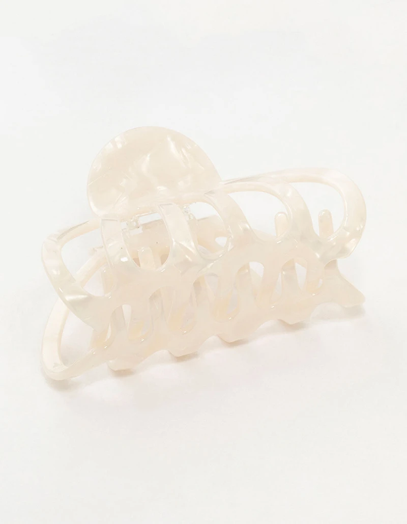 White Marbled Acrylic Wide Claw Clip