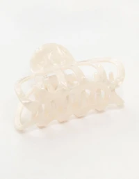 White Marbled Acrylic Wide Claw Clip