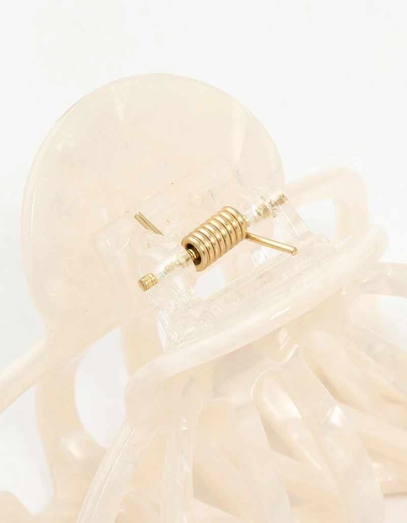 White Marbled Acrylic Wide Claw Clip