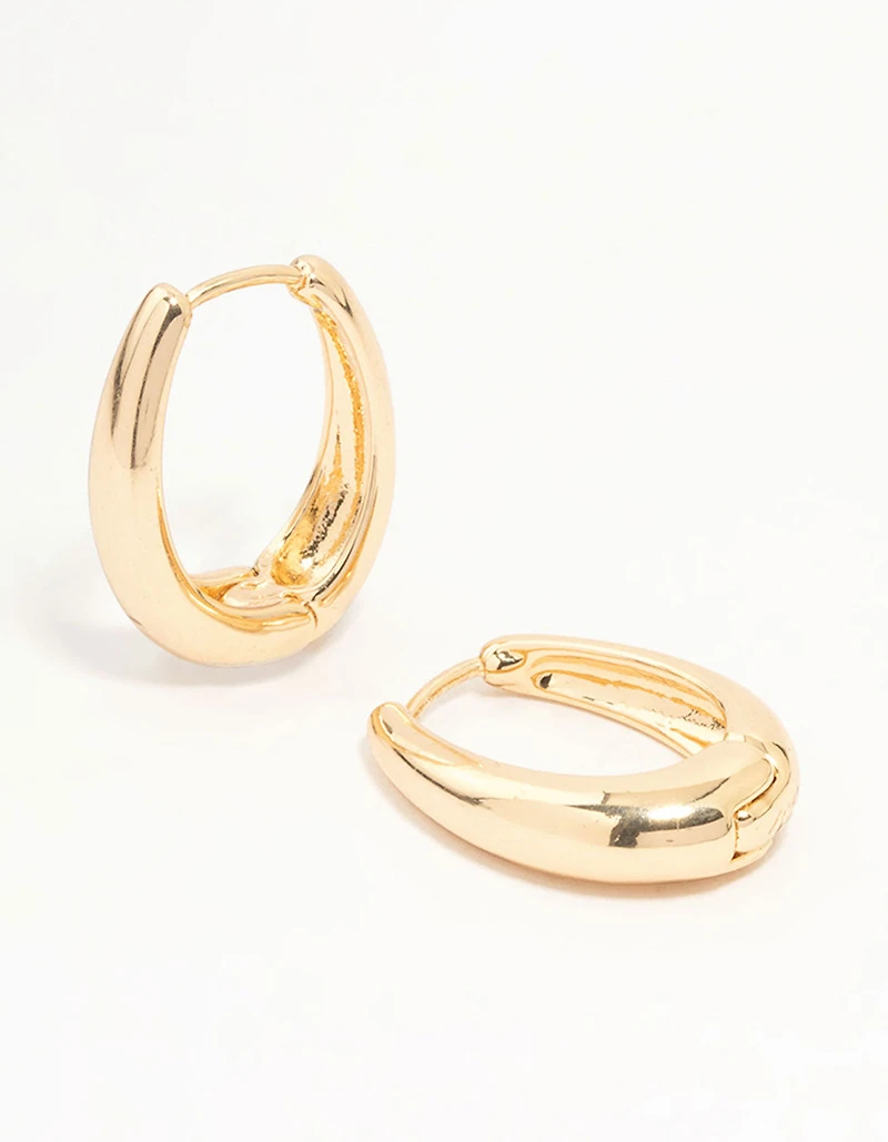 Gold Oval Huggie Earrings