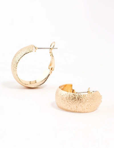 Gold Foil Wide Hinge Hoop Earrings
