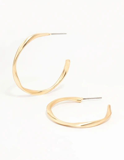 Gold Wrapped Thin Hoop Earrings