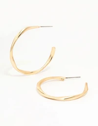 Gold Wrapped Thin Hoop Earrings