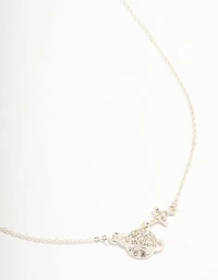 Silver Planet Star Diamante Necklace