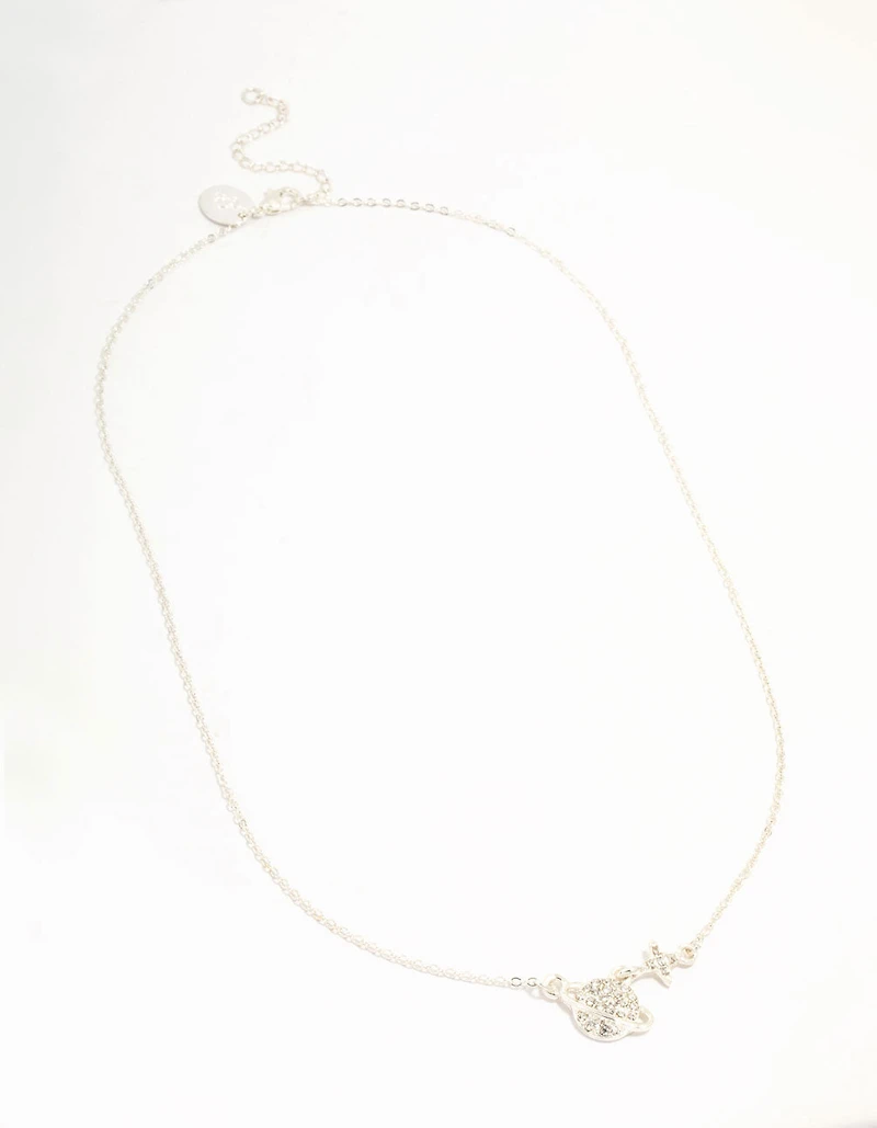 Silver Planet Star Diamante Necklace