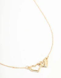 Gold Linked Solid Heart Necklace